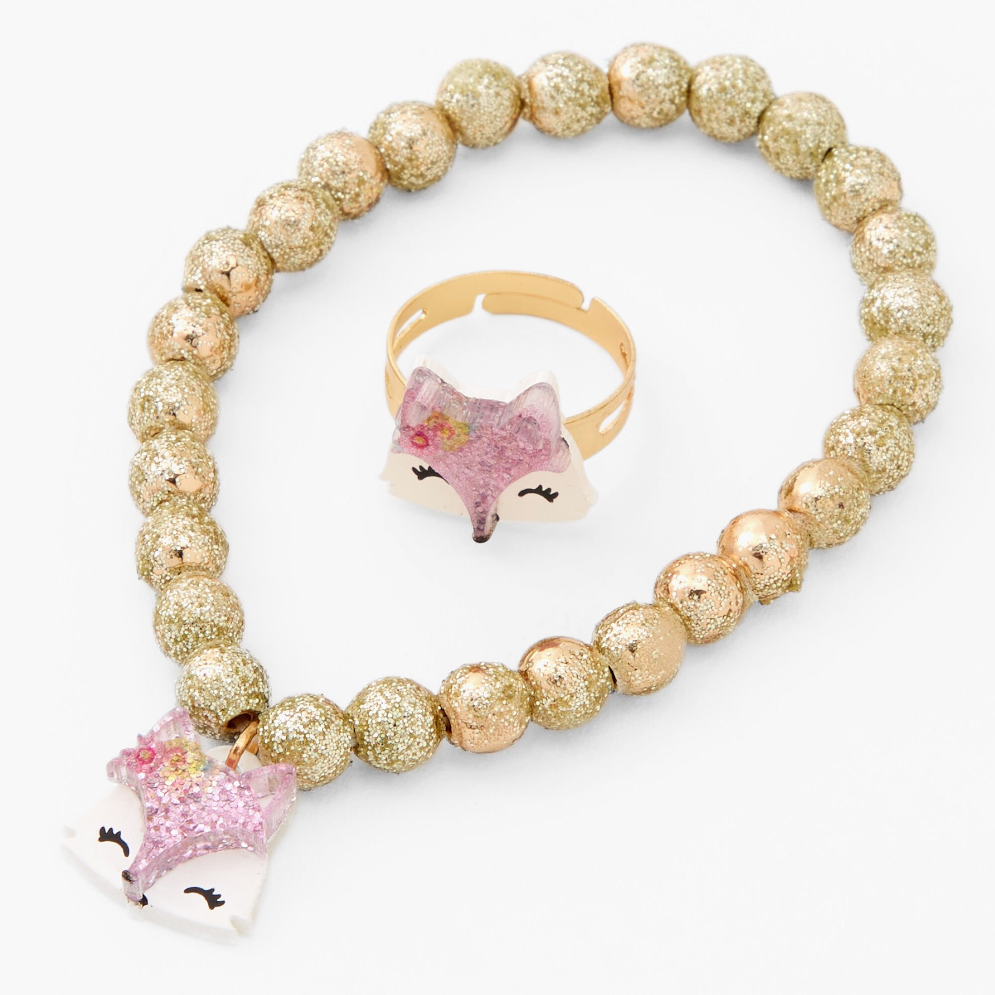 Claire's Club Pink Fox Jewelry Set - 3 Pack,