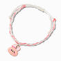 Bracelets r&eacute;glables lapin tress&eacute;s rose et blanc,