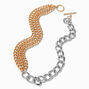 Mixed Metal Two-Tone Curb Chain Multi-Strand Necklace ,