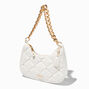 Gold Studded White Quilted Slouchy Shoulder Bag,