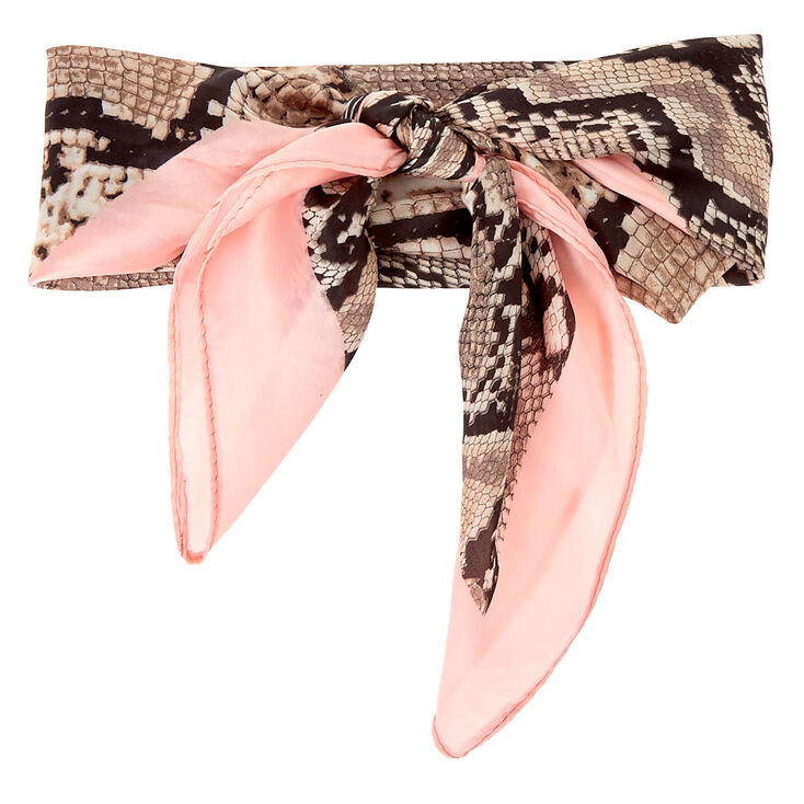 Silky Snakeskin Bandana Headwrap - Pink,