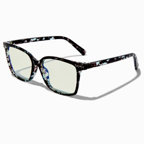 Solar Blue Light Reducing Blue Tortoiseshell Retro Clear Lens Frames,