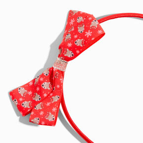 Christmas Glitter Reindeer Bow Headbands - 3 Pack,