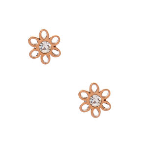 Rose Gold Titanium Crystal Daisy Stud Earrings,