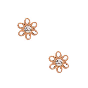 C LUXE by Claire&#39;s Rose Gold Titanium Crystal Daisy Stud Earrings,