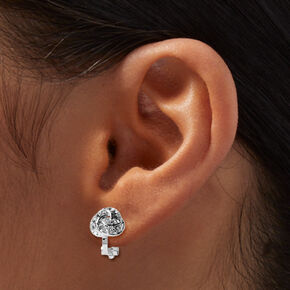 Silver-tone Crystal Knot Clip-On Earrings ,