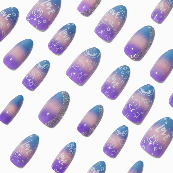 Faux ongles vegan stiletto dessin d&eacute;grad&eacute; - Lot de 24,