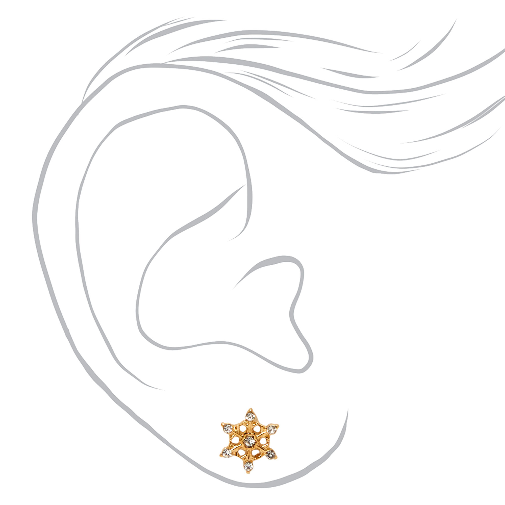 18kt Gold Plated Crystal Snowflake Stud Earrings,