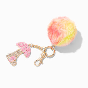 Gem Mushoom Plush Pom Pom Keychain,