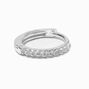 Sterling Silver One 8MM Cubic Zirconia Pav&eacute; Hoop Earring,