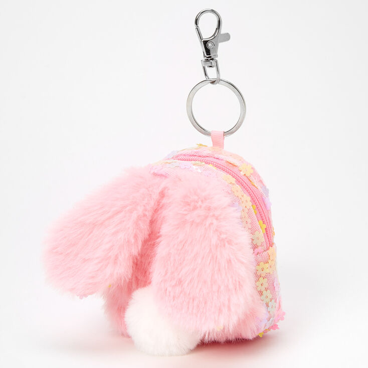 Easter Furry Pink Bunny Keychain Pouch