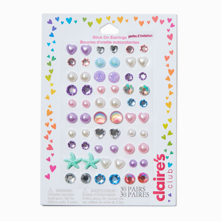 Boucles d&#39;oreilles autocollantes sir&egrave;ne Claire&#39;s&nbsp;Club - Lot de 30,