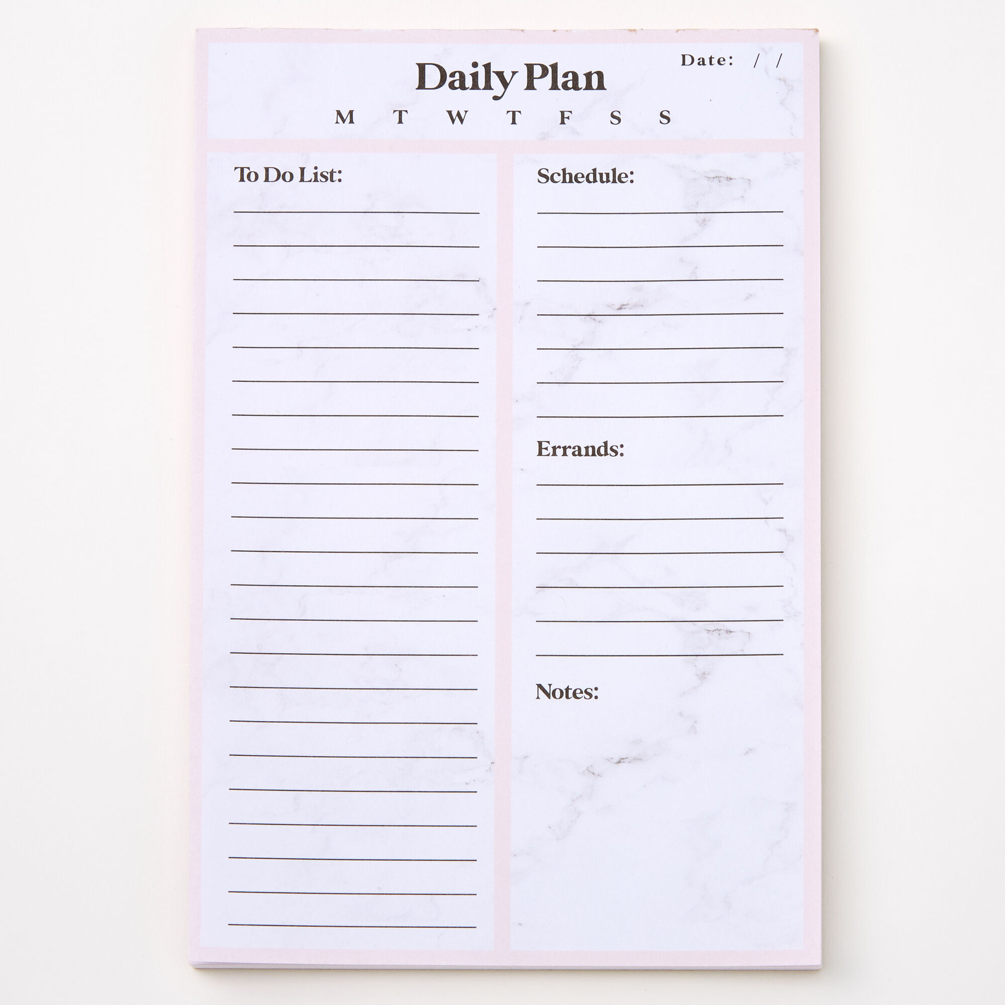 Bloc-notes calendrier journalier effet marbré - Rose,