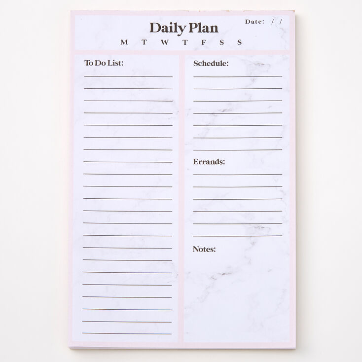 Bloc-notes calendrier journalier effet marbr&eacute; - Rose,