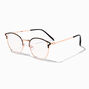Solar Blue Light Reducing Round Black Browline Clear Lens Frames,