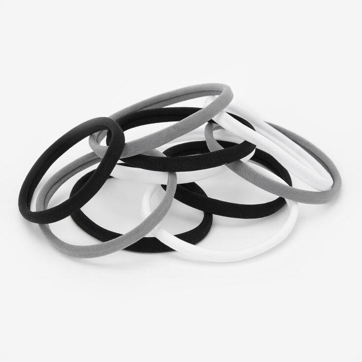 Black, Gray, &amp; White Rolled Hair Ties - 10 Pack,