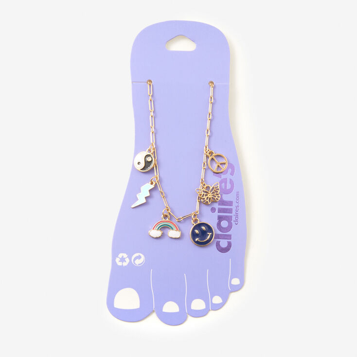 Gold 90&#39;s Charm Chain Anklet,