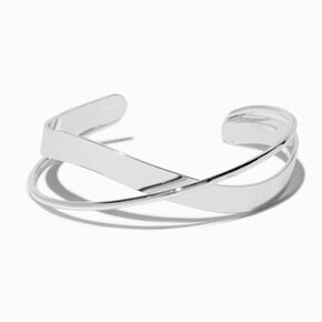 Silver-tone Crossover Cuff Bracelet ,