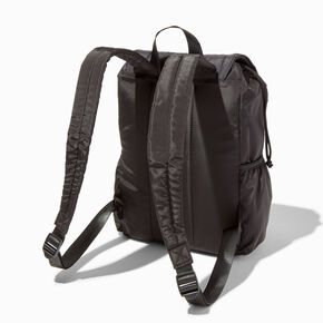 Quilted Black Nylon Commuter Style Backpack,