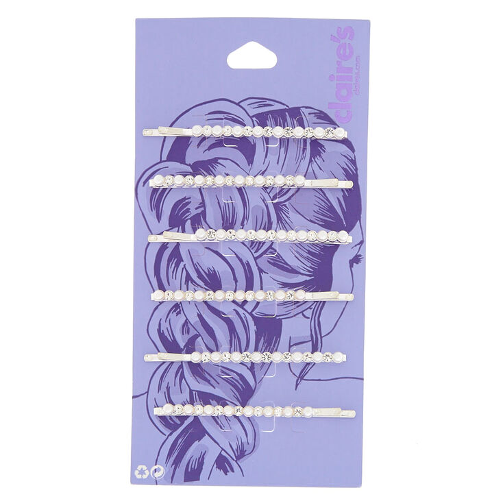 Claire's Épingles plates avec strass et perles d'imitation couleur argenté
