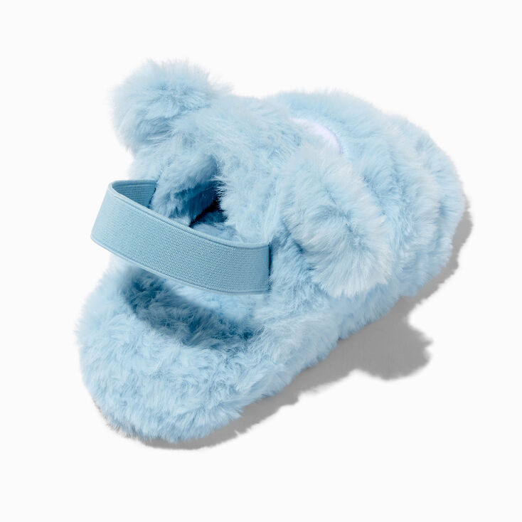 Claire&#39;s Club Blue Bear Furry Slippers,