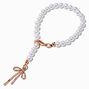 Rose Gold-tone Bow &amp; Pearl Handle Charm,
