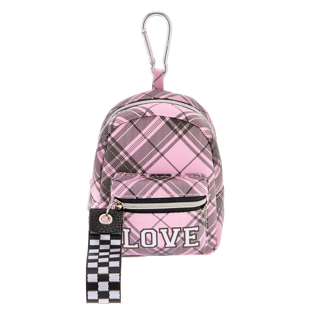 pink plaid backpack