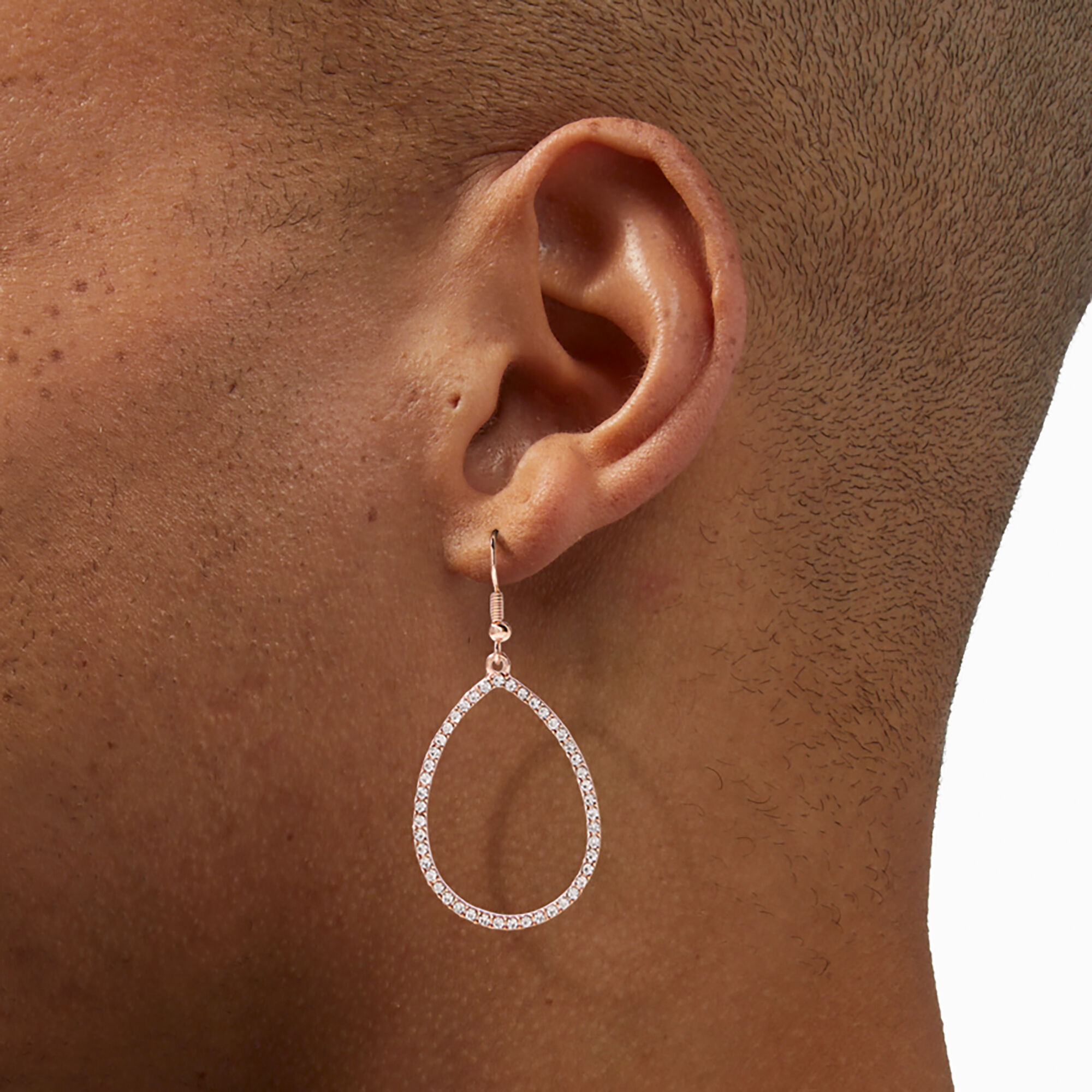 Rose Gold 2.5" Crystal Teardrop Drop Earrings,