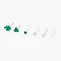 Sterling Silver Green Crystal Nose Studs - 6 Pack,