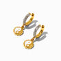 Gold 10MM Yin Yang Silver Glitter Huggie Hoop Earrings,