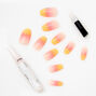 Sunrise Orange Ombre Coffin Faux Nail Set - 24 Pack,