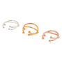 Mixed Metal Criss Cross Ear Cuff - 3 Pack,