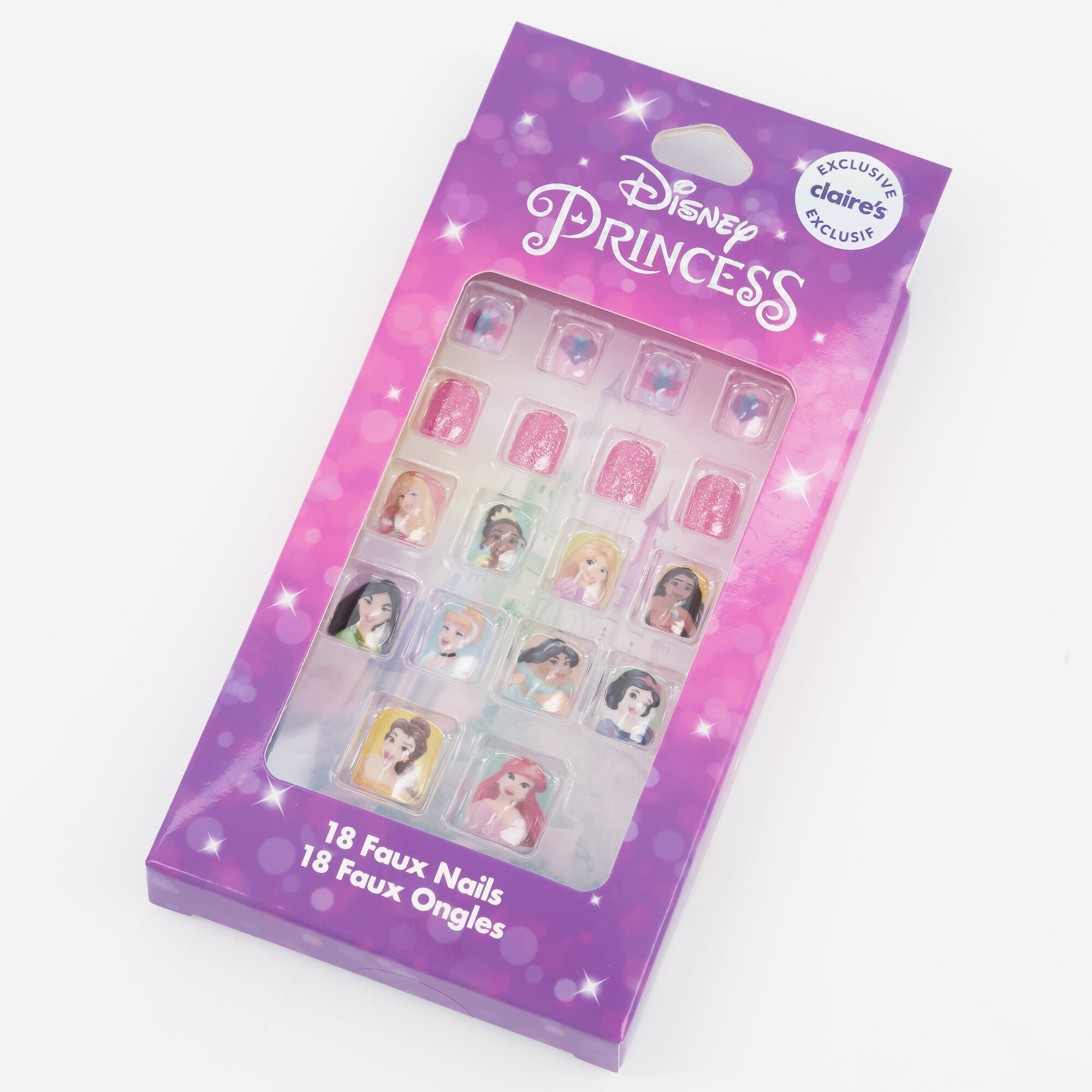 Faux ongles autocollants carrés ©Disney Princess - Lot de 18,