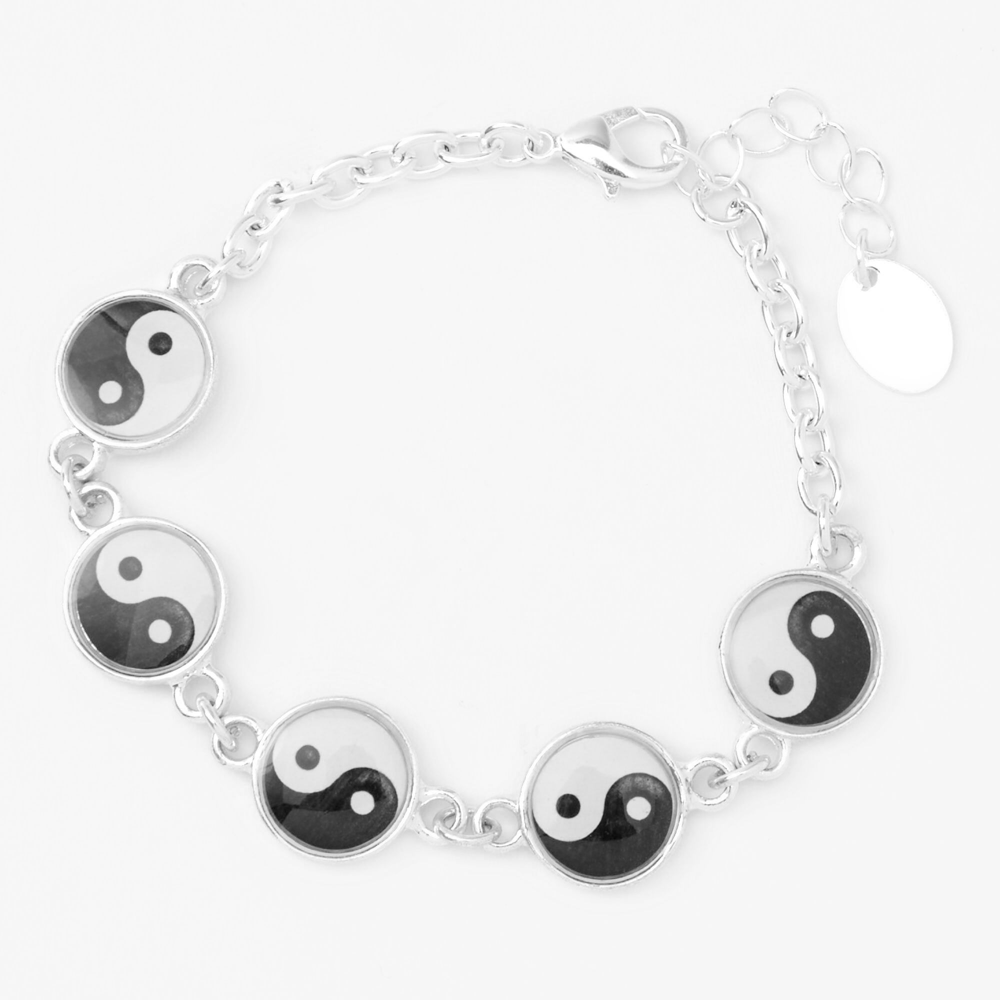 Silver Yin Yang Symbol Charm Bracelet,