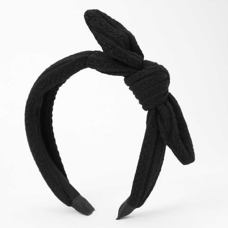 Sweater Knotted Bow Headband - Black,