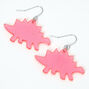 Pink Stegosaurus Dinosaur Drop Earrings,