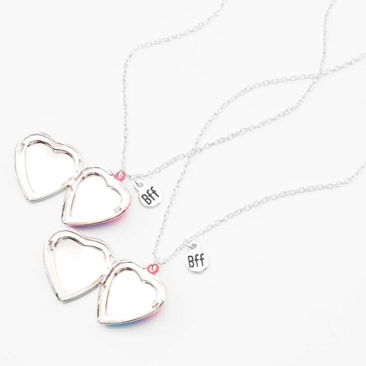 Best Friends Rainbow Ombre Striped Heart Pendant Necklaces - 2 Pack,
