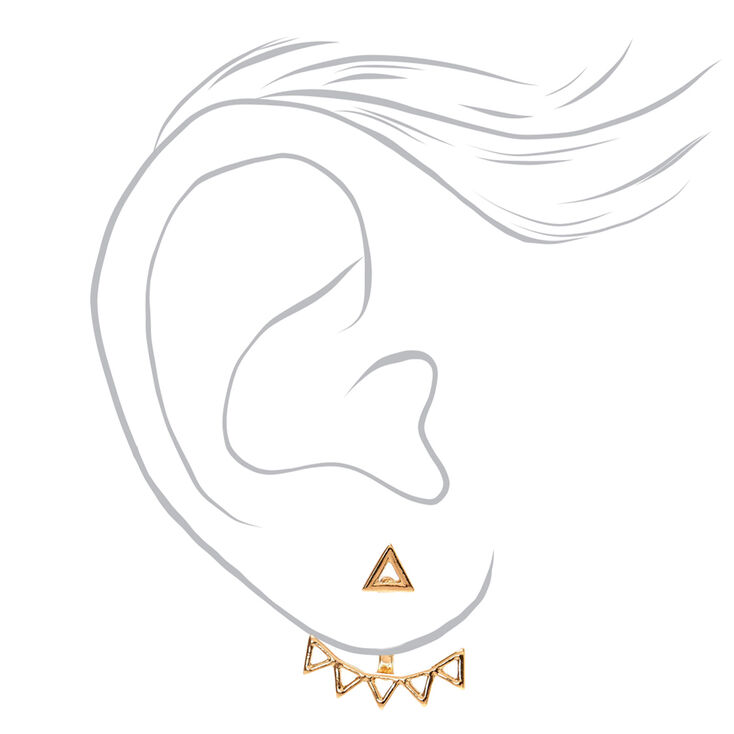 Boucles d&#39;oreille devant-derri&egrave;re g&eacute;om&eacute;triques couleur dor&eacute;,