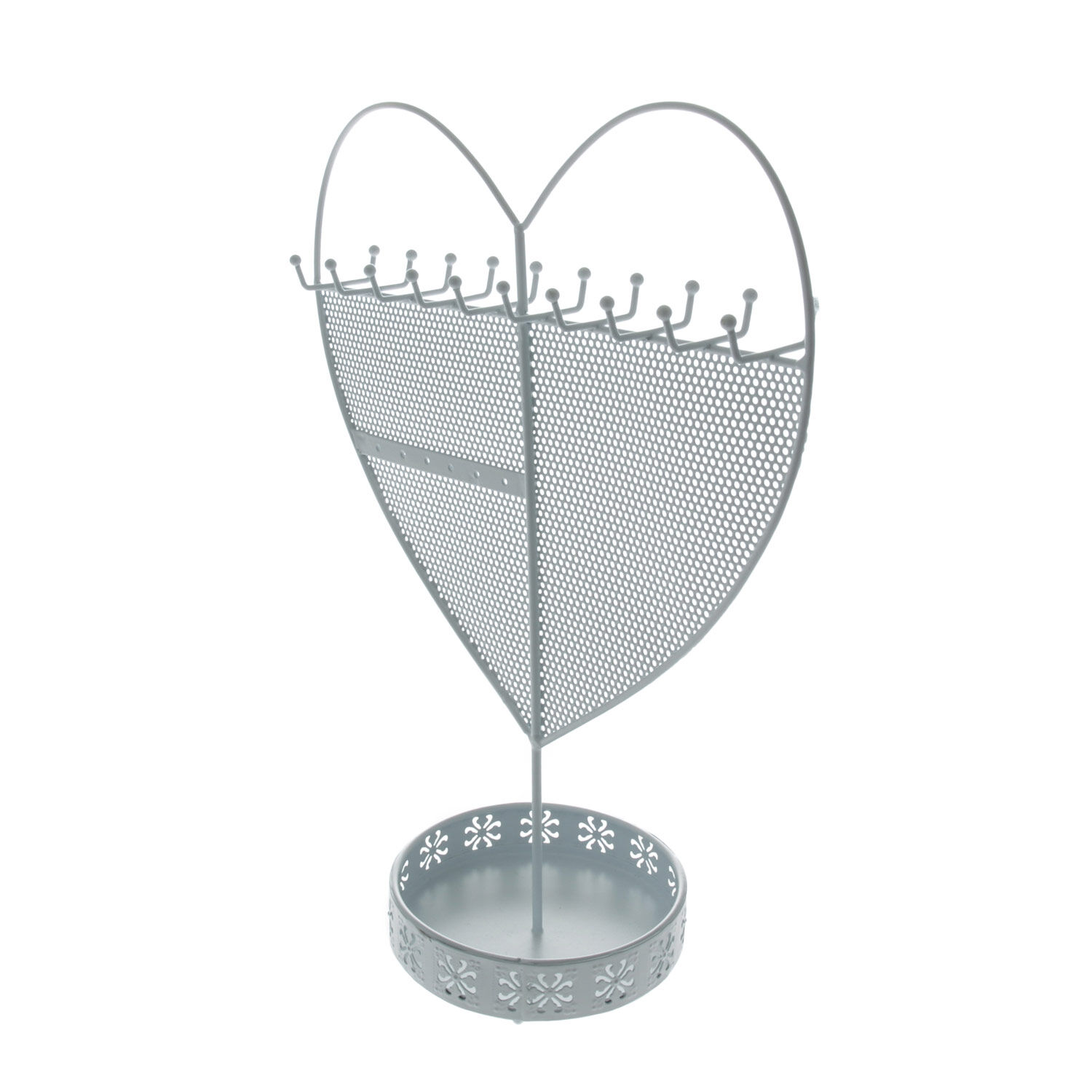 Standing Heart Jewellery Holder White