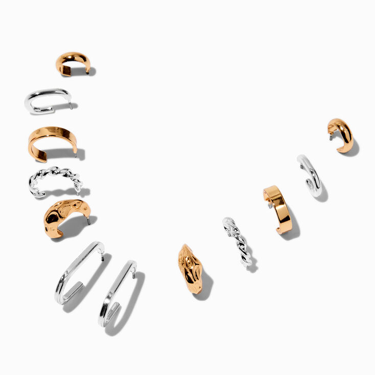 Boucles d&rsquo;oreilles superposables en m&eacute;taux mixtes - Lot de 6,