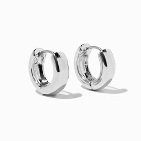 Silver 15MM Huggie Hoop Earrings,