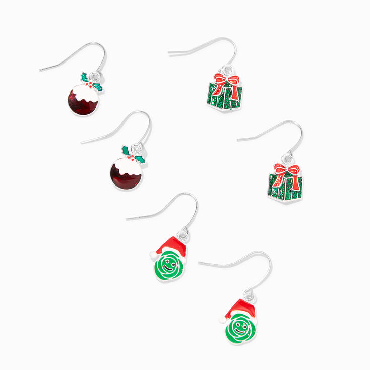 Christmas Gifts, Brussels Sprouts, &amp; Ornaments 1&#39;&#39; Drop Earrings - 3 Pack,