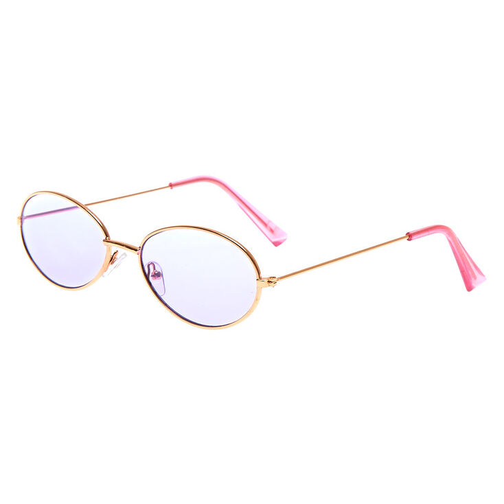 Slim Oval Sunglasses - Purple,