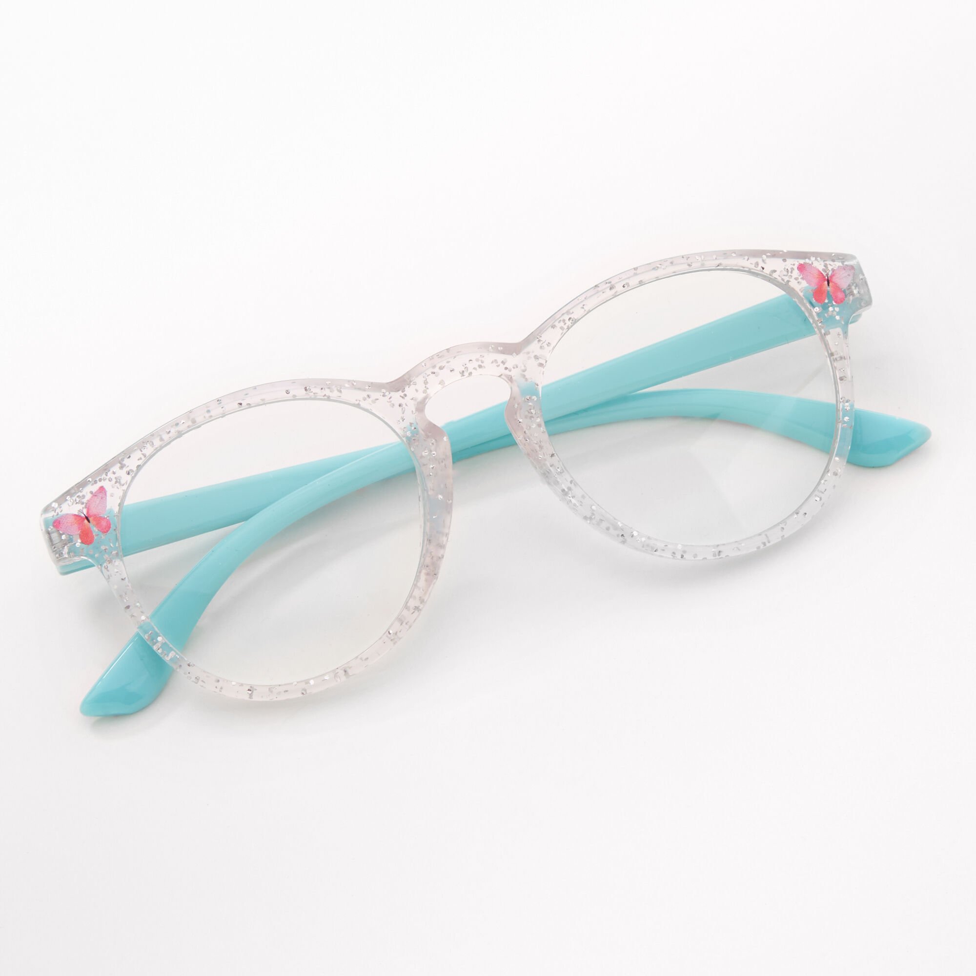 Claire's Club Butterfly Clear Lens Frames - Blue,