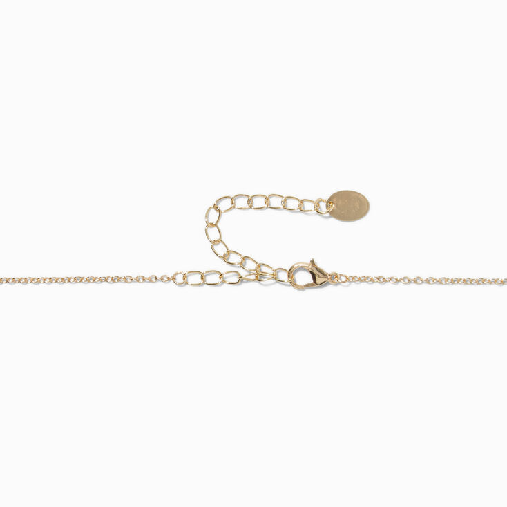 Gold-tone Cubic Zirconia Clover Choker Necklace,