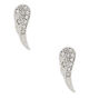Silver Crystal Wing Stud Earrings,
