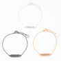 Mixed Metal Script Plate Friendship Bracelets - 3 Pack,