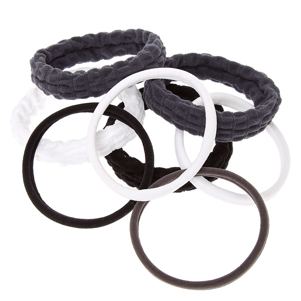 Grey Scale Mixed Hair Ties- 8 Pack,