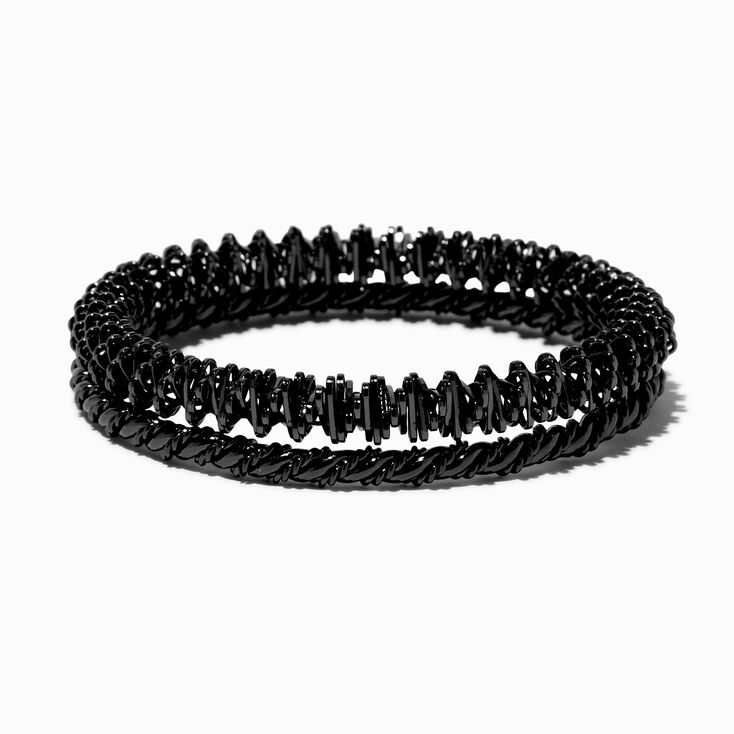 Bracelets fins bangle &eacute;lastiques couleur h&eacute;matite - Lot de 2,