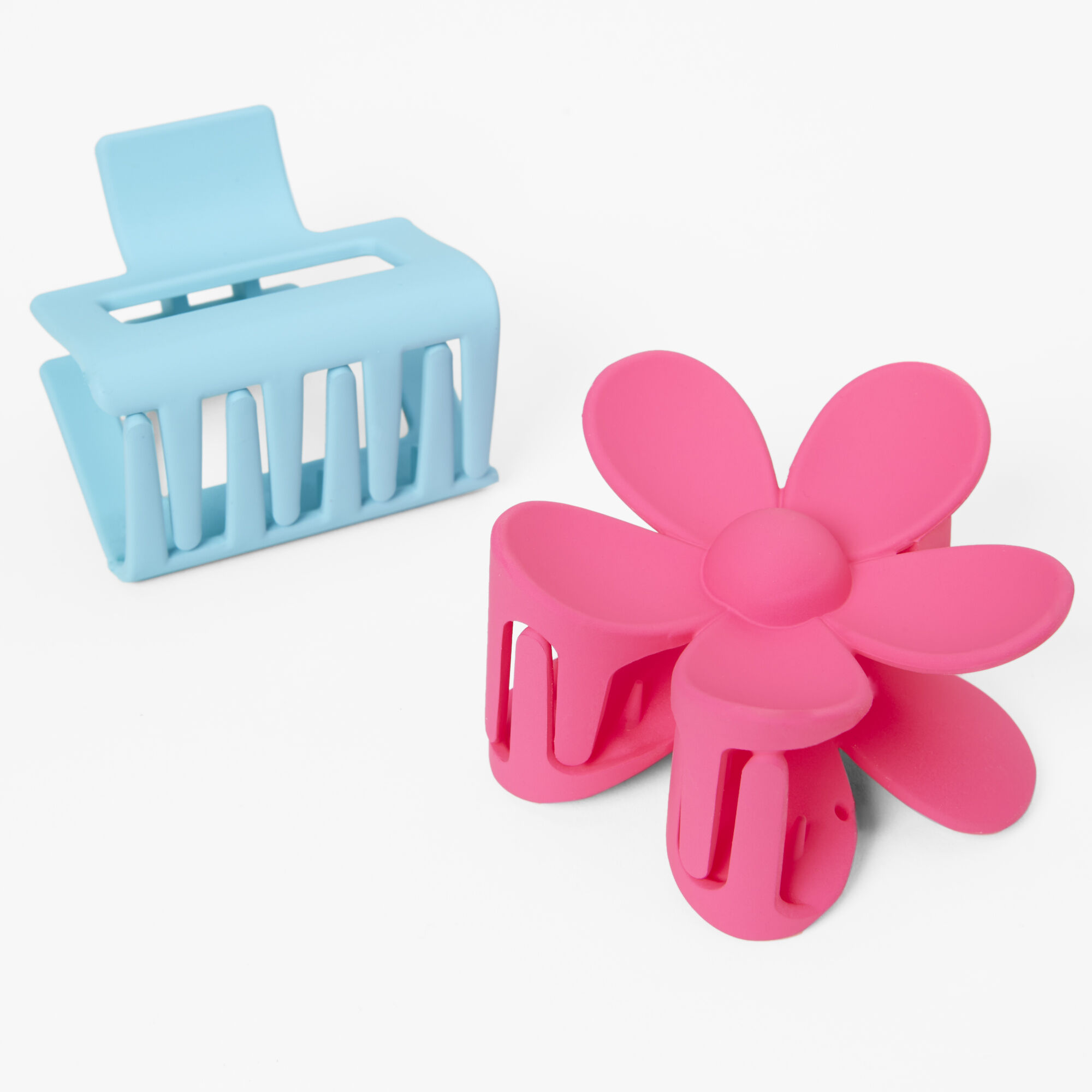 Blue Rectangle & Pink Daisy Hair Claws - 2 Pack,